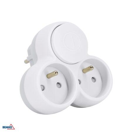 Dvivietis lizdo adapteris, max 3500W, su jungikliu