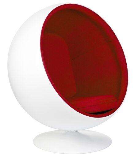 Fotelis BALL, baltos/raudonos sp.