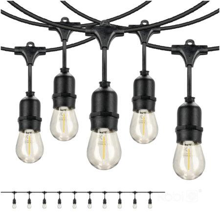 Girlianda BAJA, juodos sp., su 10x1W 2700K E27 LED lemputėmis, 10m, IP44