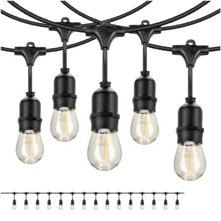 Girlianda BAJA, juodos sp., su 15x1W 2700K E27 LED lemputėmis, 15m, IP44