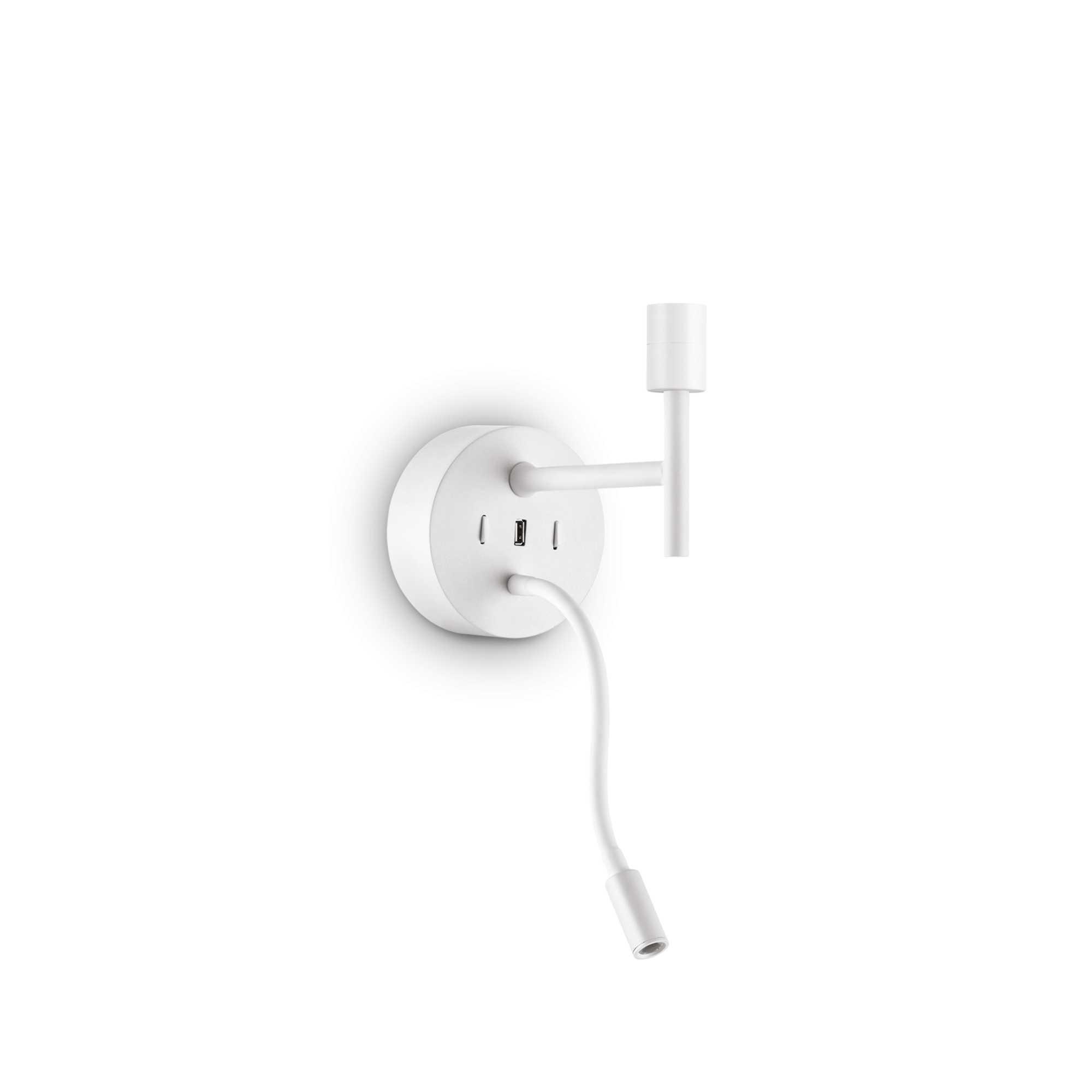 Sieninis paviršinis šviestuvas SET UP, baltas, E27/3W 3000K LED, su USB jungtimi, 259819