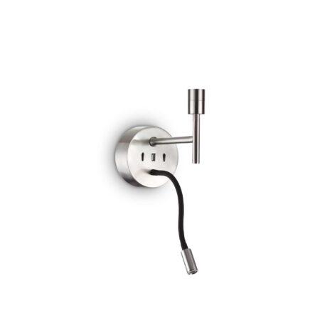 Sieninis paviršinis šviestuvas SET UP, nikelio sp., E27/3W 3000K LED, su USB jungtimi, 259833