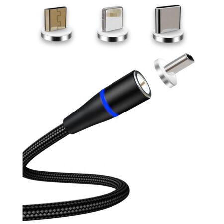 Magnetinis greitojo įkrovimo USB duomenų kabelis 3in1