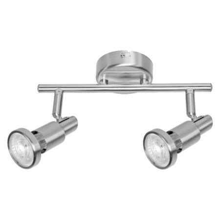 Paviršinis akcentinis šviestuvas SPOT, 2xGU10, sidabro sp., su 2x2,6W 2700K LED lemputėm