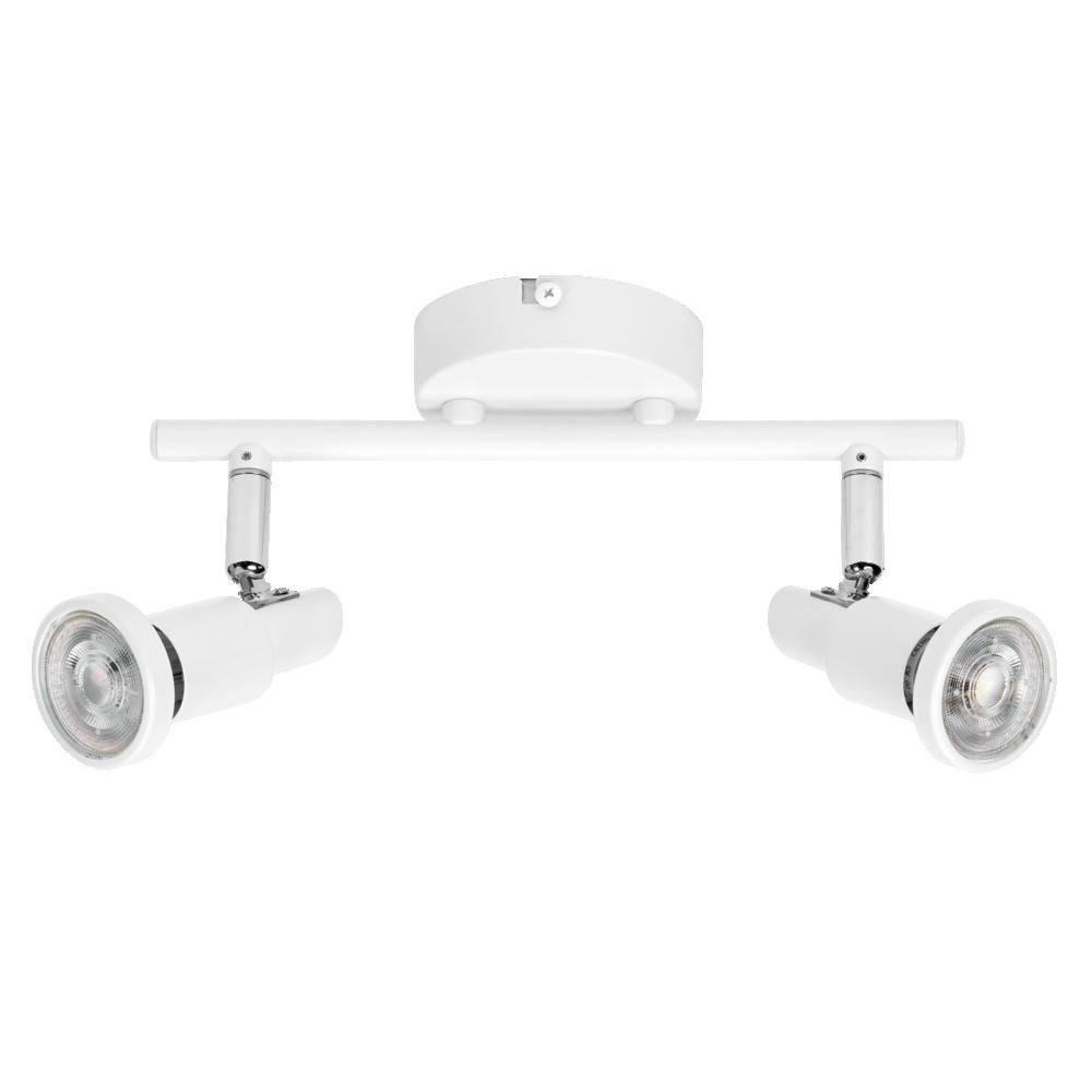 Paviršinis šviestuvas SPOT, 2xGU10, baltas, su 2x3,4W 2700K dimeriuojamom LED lemputėmis