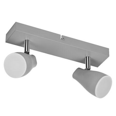 Paviršinis šviestuvas SPOT, 2xGU10, pilkas, su 2x4,3W 2700K LED lemputėm