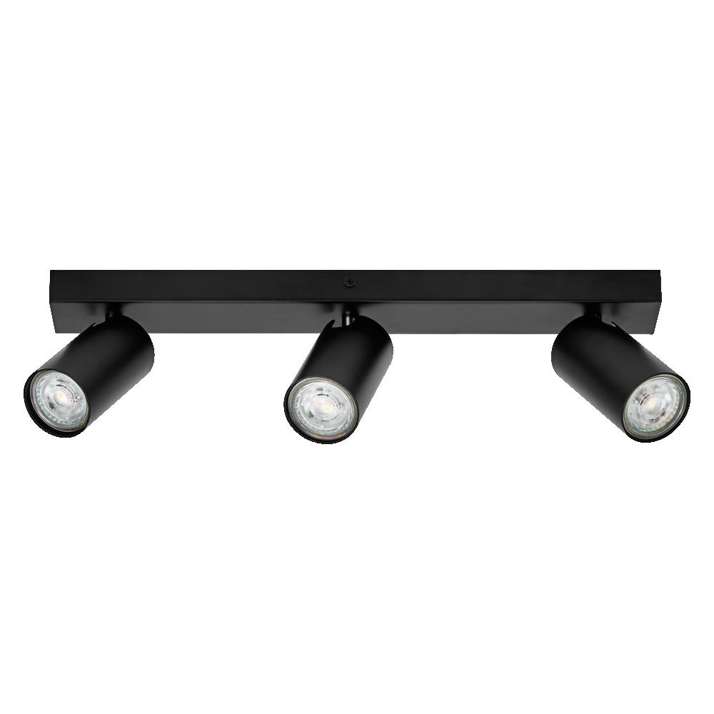 Paviršinis šviestuvas SPOT, 3xGU10, juodas, su 3x3,4W 2700K dimeriuojamom LED lemputėmis
