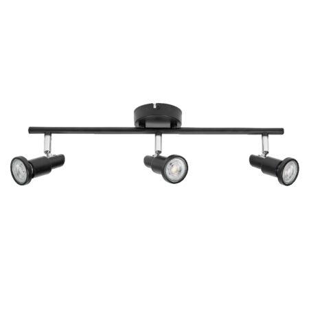 Paviršinis šviestuvas SPOT, 3xGU10, juodas, su 3x3,4W 2700K dimeriuojamom LED lemputėmis