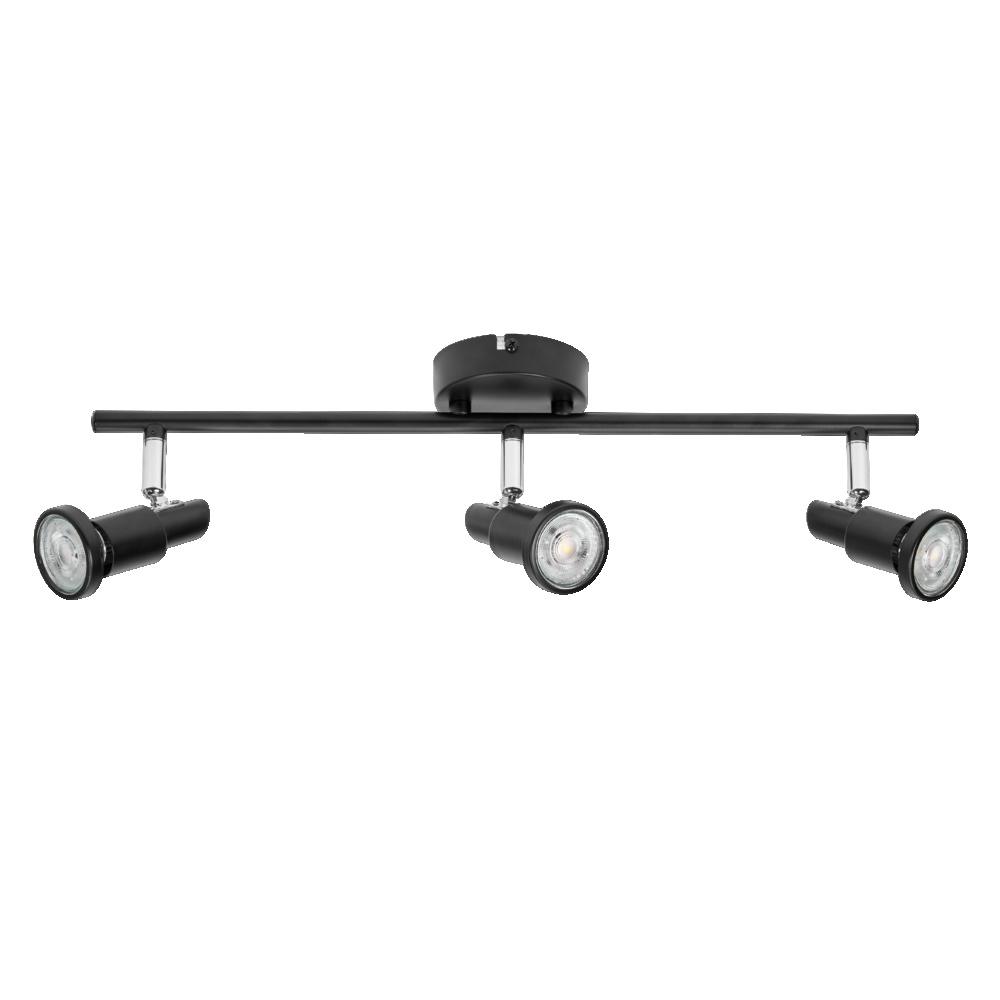 Paviršinis šviestuvas SPOT, 3xGU10, juodas, su 3x3,4W 2700K dimeriuojamom LED lemputėmis