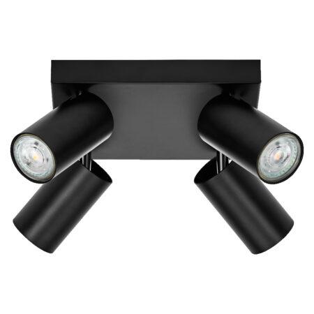 Paviršinis šviestuvas SPOT, 4xGU10, juodas, su 4x3,4W 2700K dimeriuojamom LED lemputėmis