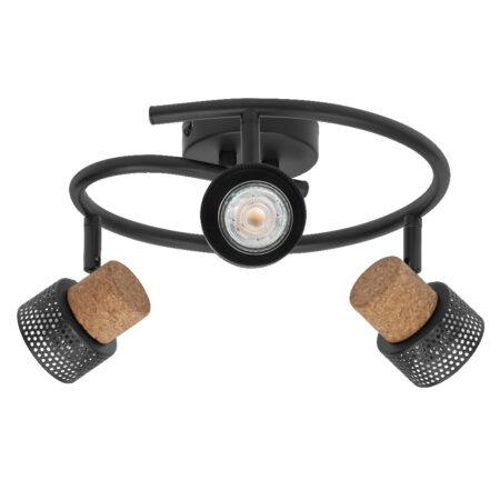 Paviršinis šviestuvas SPOT CORK, 3xGU10, juodas, su 3x3,4W 2700K dimeriuojamom LED lemputėmis