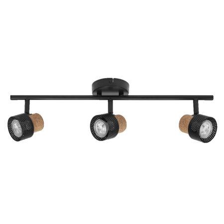 Paviršinis šviestuvas SPOT CORK, 3xGU10, juodas, su 3x3,4W 2700K dimeriuojamom LED lemputėmis