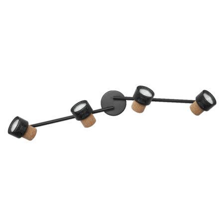 Paviršinis šviestuvas SPOT CORK, 4xGU10, juodas, su 4x3,4W 2700K dimeriuojamom LED lemputėmis