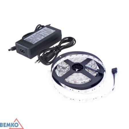 Rinkinys - 4,8W/m, 12V, IP65, 4000K LED juosta, 5m ritė, su 12V maitinimo šaltiniu