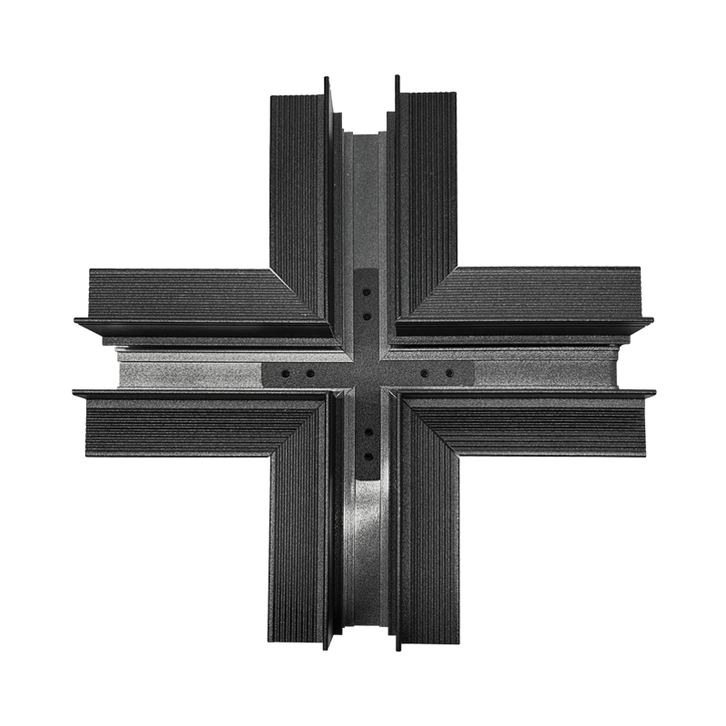 Užglaistomo magnetinio bėgelio ZAMBELIS X formos sujungimas, juodas, 48V, 2083B-CROSS