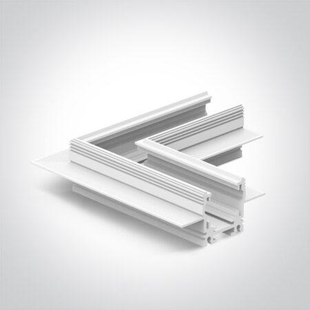Užglaistomo magnetinių sistemų bėgelio MINI kampinis sujungimas, baltas, 42012AATR/W
