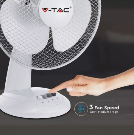 40W stalinis ventiliatorius V-TAC, 48cm, 3 greičių, baltas