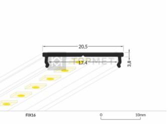 LED juostos profilis FIX16, neanoduotas aliuminis, 2m