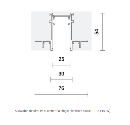1m užglaistomas magnetinės sistemos bėgelis SPECTRA LIGHTING INSIGHT, baltas