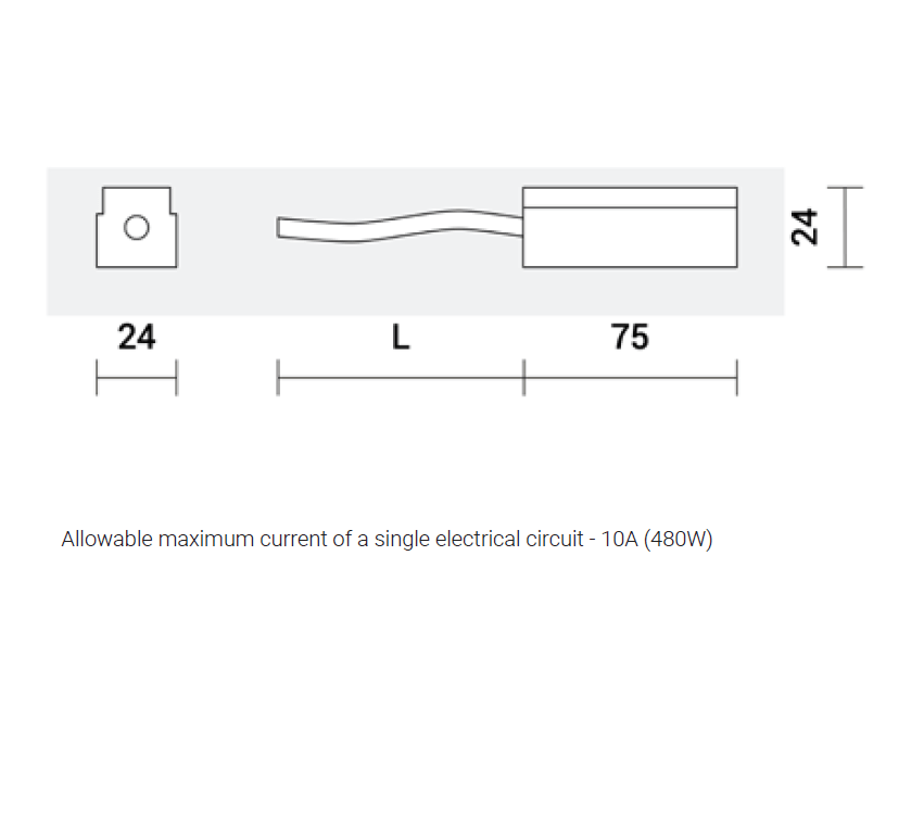 Užbaigimas su užmaitinimo galimybe, 60cm laidas, magnetinėms sistemoms SPECTRA LIGHTING INSIGHT, baltas