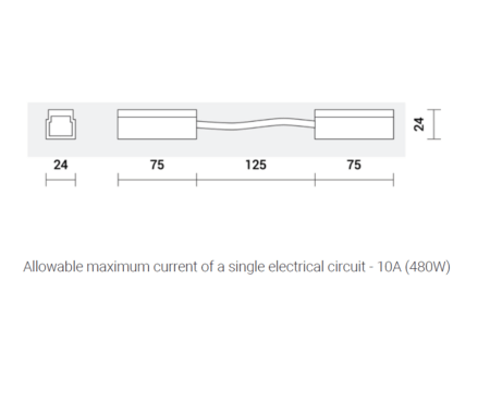Dvigubas elektrinis sujungimas INSIGHT magnetinių sistemų kampinėms jungtims, su 12,5cm ilgio laidu, baltas