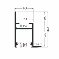3m LED juostos profilio FRAME14, anoduotas