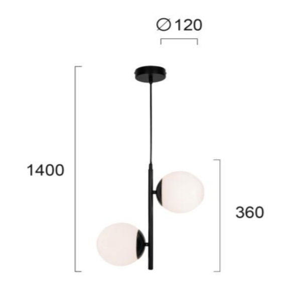 Pakabinamas šviestuvas ANOUK 2/LIGHTS, G9, juodas, 4233300