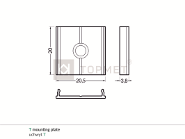 LED juostos profilio tvirtinimo elementas T (neanoduotas aliuminis)