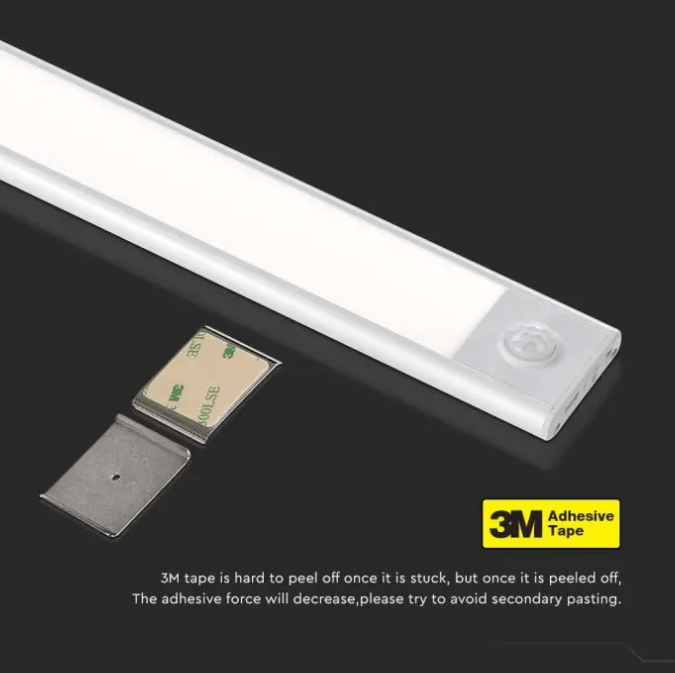 2,5W LED įkraunamas linijinis paviršinis šviestuvas, 60cm, sidabro sp., 4000K, su judesio davikliu - Image 2