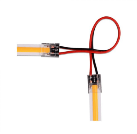 Skaidri jungtis didelio tankio arba 10mm LED COB juostoms, 5A, 0-36V, IP20