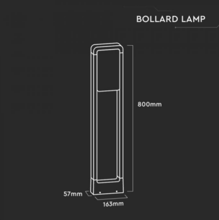 10W LED pastatomas šviestuvas V-TAC, 3000K, IP65, juodas, aukštis 80cm
