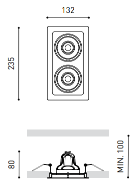 14W LED įleidžiamas šviestuvas TWIST DOUBLE, 3000K (šiltai balta), baltas