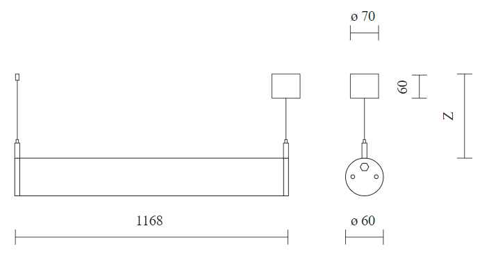 32W LED pakabinamas linijinis šviestuvas VIBRIO, pilkas, 3000K, IP65