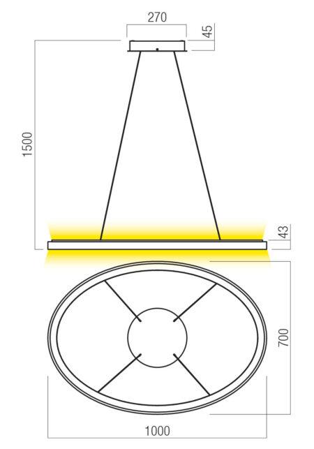 100W LED pakabinamas šviestuvas NOBU, juodas, 3000/4000K, dimeriuojamas, 01-3817