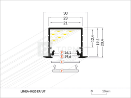 LED juostos profilis LINEA-IN20 EF/U7, baltas, 2m