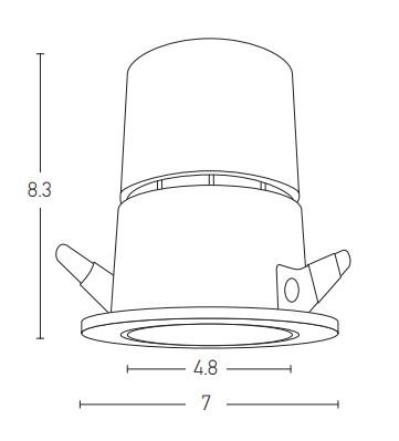 10W LED įleidžiamas šviestuvas, baltos/juodos sp., 3000K, S070