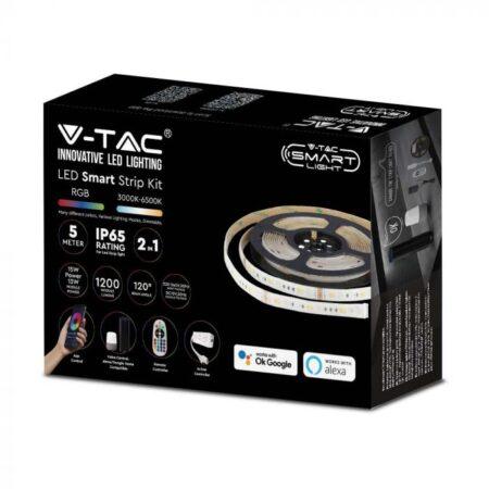15W/m LED juosta, RGB+3IN1, IP65, 5 metrų ritė, su nuotolinio valdymo pulteliu, valdikliu ir užmaitinimu