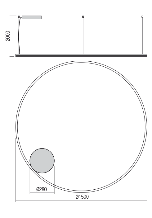 110W LED pakabinamas šviestuvas ORBIT, baltas, 3000K, DALI, 01-1718-DALI