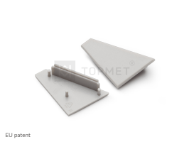 LED juostos profilio CORNER27 užbaigimo elementas L+R, pilkas