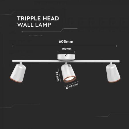 3x5W LED paviršinis šviestuvas, baltas, 4000K