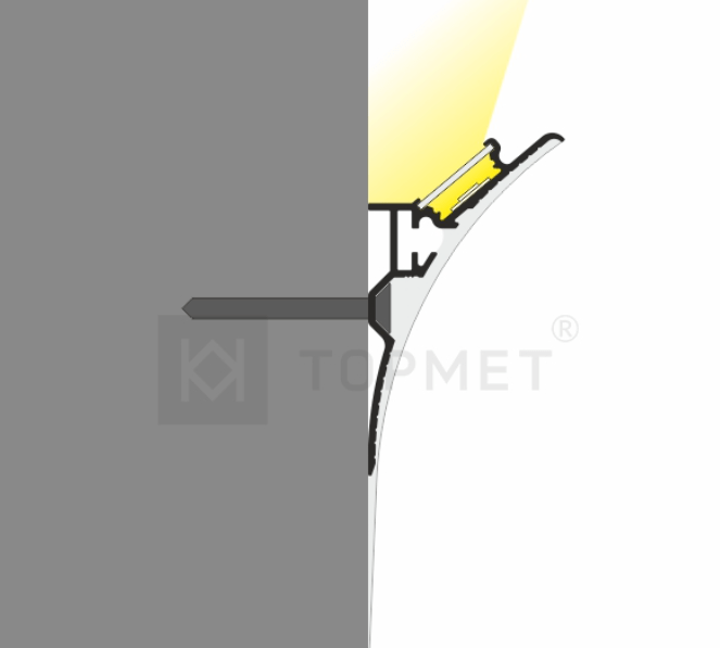 LED juostos profilis SMOOTH12 BC/Q9, neanoduotas aliuminis, 2m - Image 2