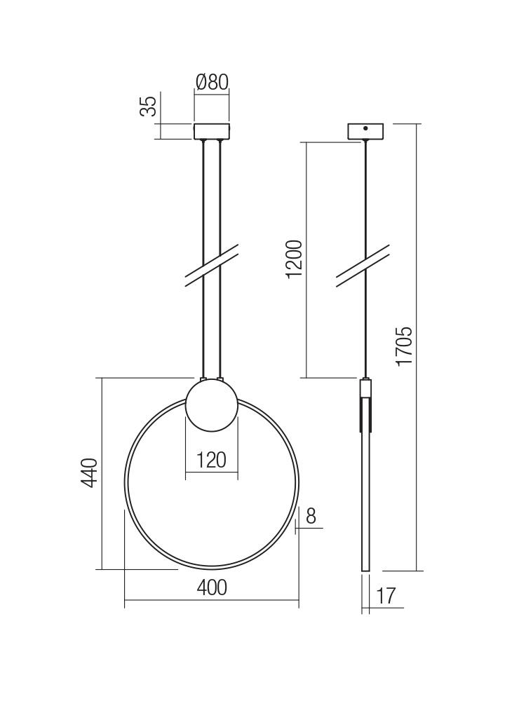 11W LED pakabinamas šviestuvas ATOM, juodos/žalvario sp., 3000K - Image 2