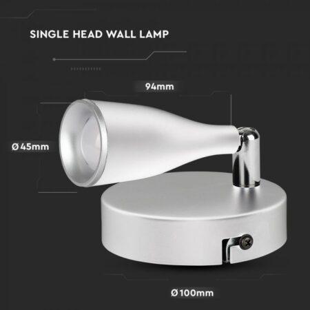 4,5W LED sieninis šviestuvas, baltas, 4000K