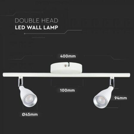 2x4,5W LED sieninis/paviršinis šviestuvas, baltas, 3000K