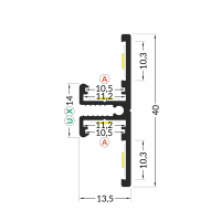 LED juostos profilis BACK10 A/UX, juodas, 2m