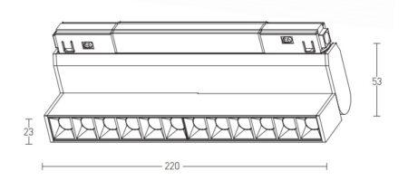 12W LED šviestuvas į magnetinę sistemą ZAMBELIS, juodas, 3000K, DALI, 20291