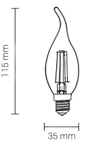 4W LED žvakės formos lemputė OPTONICA, E14, 2700K