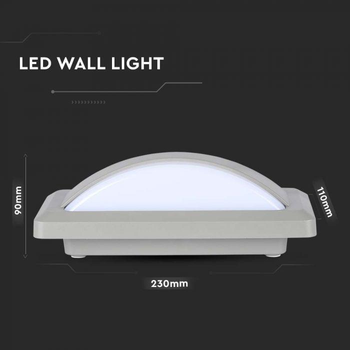 12W LED sieninis šviestuvas, pilku korpusu, 3000K, IP65 - Image 2