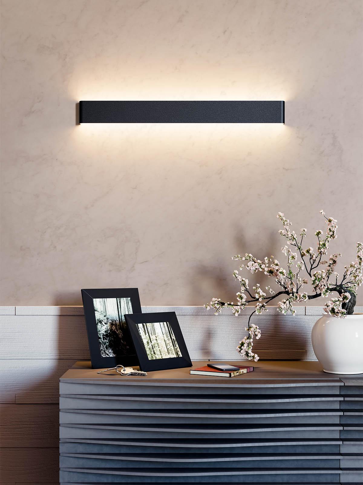 14W LED sieninis šviestuvas PEPAS, juodas, 3000K