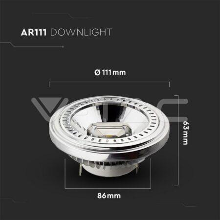 12W LED lemputė, G53, AR111, 12V, 4000K